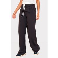 Tall Black Woven Double Waistband Tailored Trousers | PrettyLittleThing UK