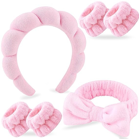 Zkptops 6Pcs Spa Headband for Washing Face Wristbands Set Women Bubble Skincare Makeup Sponge Ter... | Amazon (US)