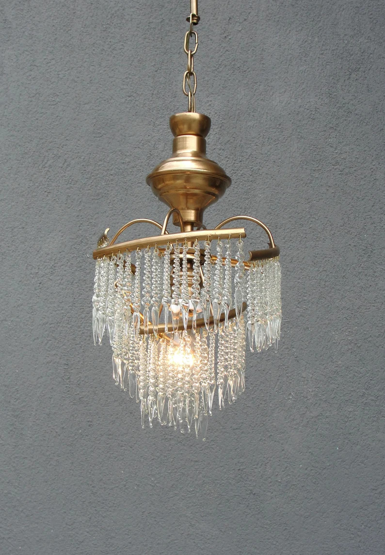 Murano Glass Light Pendant With Glass Fringe Chandelier, Art Deco Style, Ceiling Pendant Light, G... | Etsy (US)