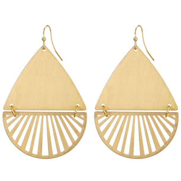 Time and Tru Womens Worn Gold Statement Earring, 2.5" Drop | Walmart (US)