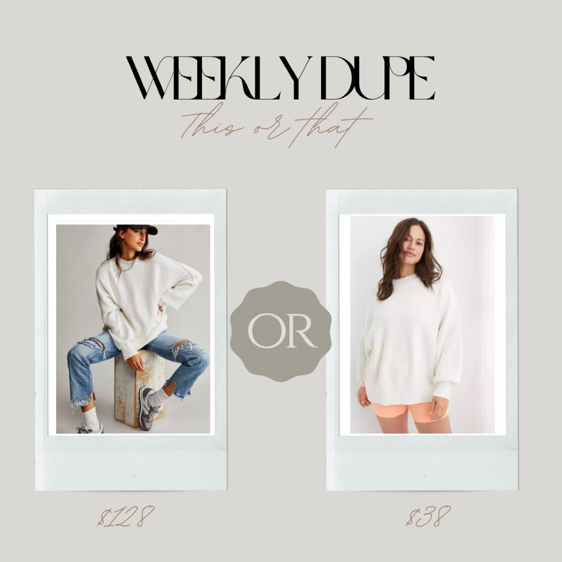 Weekly Dupe on this Free People Easy Street Tunic Sweater!! Only $38 from Aerie #freepeople #dupe #weeklydupe #freepeopledupe #aerie 

#LTKunder100 #LTKsalealert #LTKstyletip