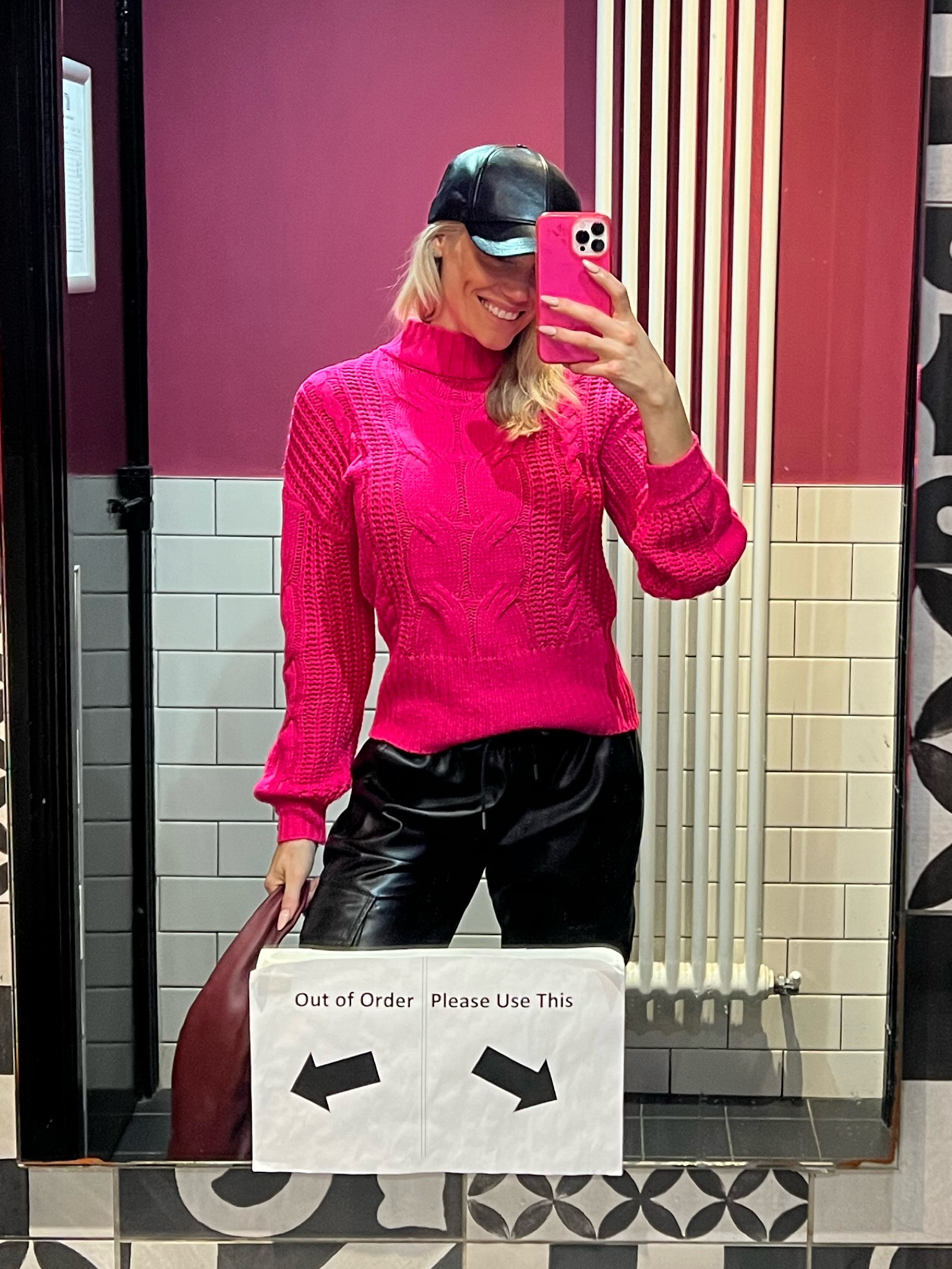 Pink sweaters and leather linked 🖤

#LTKstyletip #LTKfit #LTKitbag