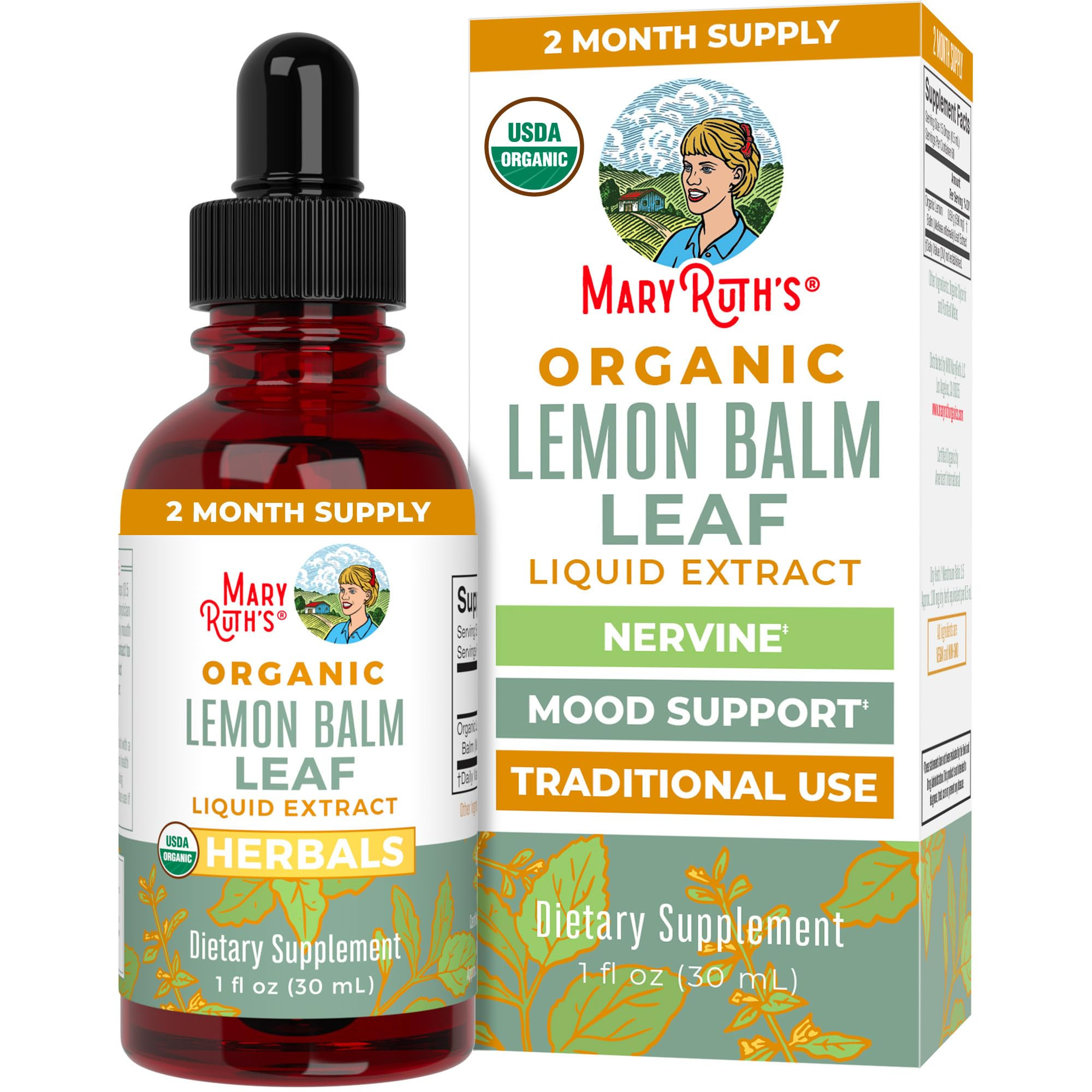 MaryRuth Organics Lemon Balm Leaf Liquid Extract | Mood Support | Relaxation | Calming | Nervine ... | Amazon (US)