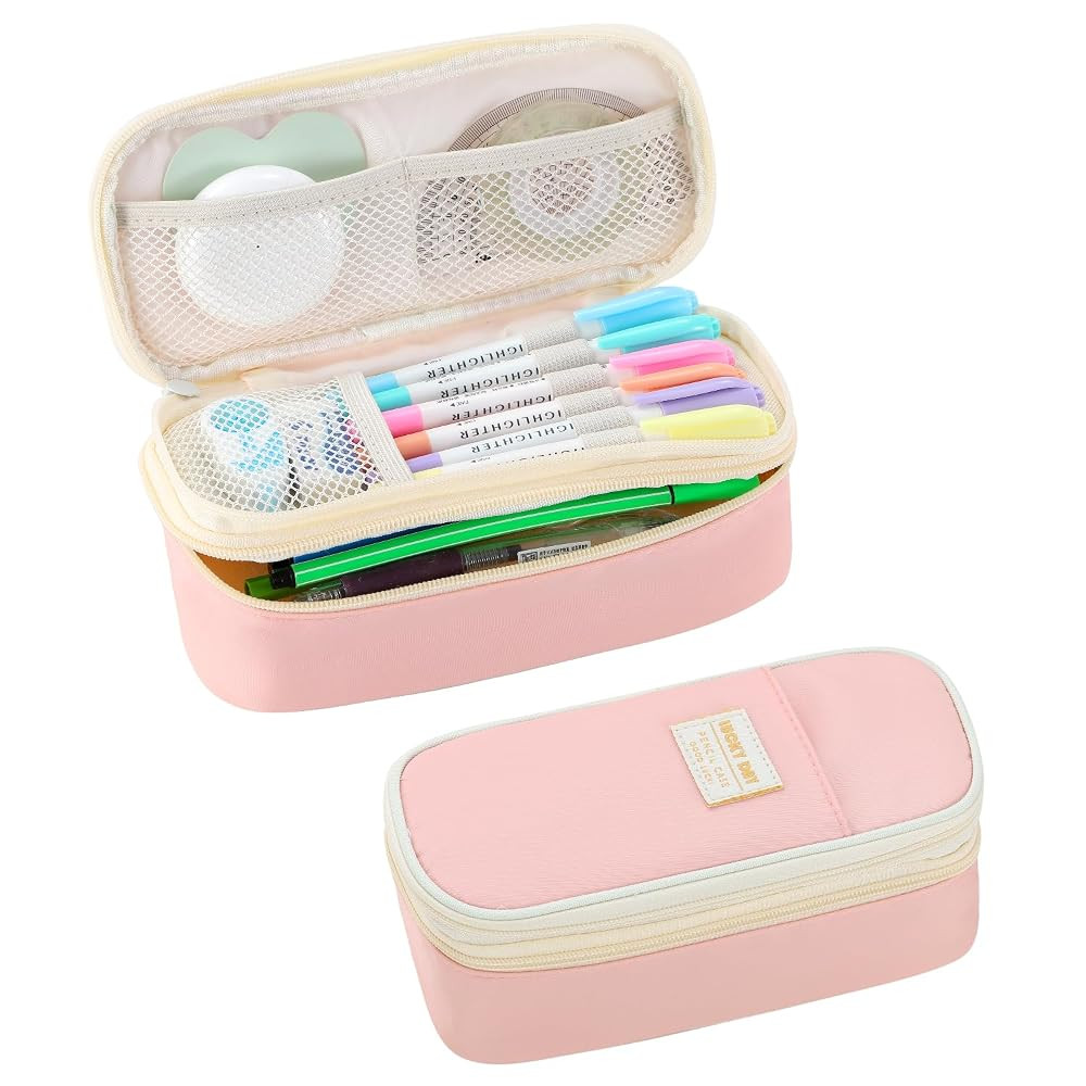Pencil Case for Girls Kids Teens Adults Big Pencil Bag with Zipper Big Pen Pouch Large Stationery... | Amazon (US)