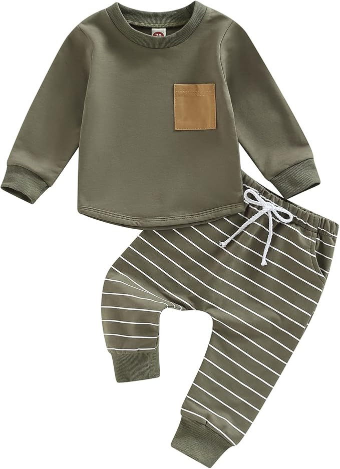 Imcute Baby Boy Fall Winter Outfits Casual 2PCS Pants Set Long Sleeve Sweatshirt Tops and Drawstr... | Amazon (US)