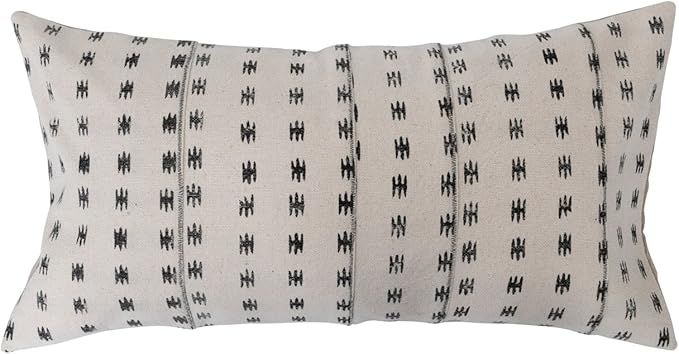 Amazon.com: Creative Co-Op Stonewashed Cotton Pieced Lumbar Block Print Pillow, 28" L x 14" W x 2... | Amazon (US)