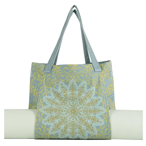 Moyaqi Canvas Tote Bag with Yoga Mat Carrier Pocket Carryall Shoulder Bag for Office, Workout, Pi... | Amazon (US)