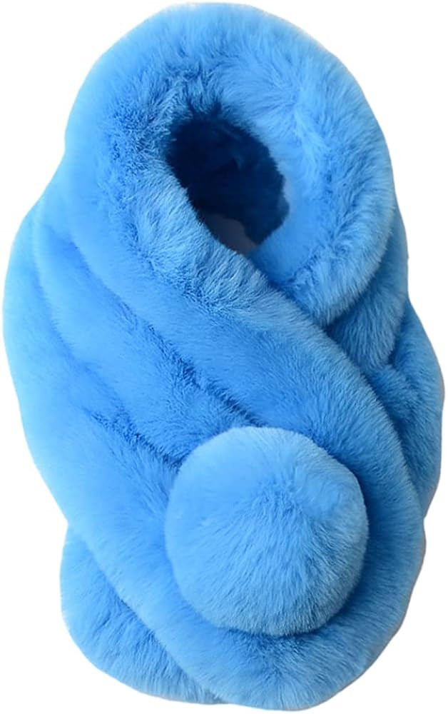 Lina & Lily Unisex Faux Fur Winter Collar Neck Scarf with Pom Pom Soft Fluffy | Amazon (US)