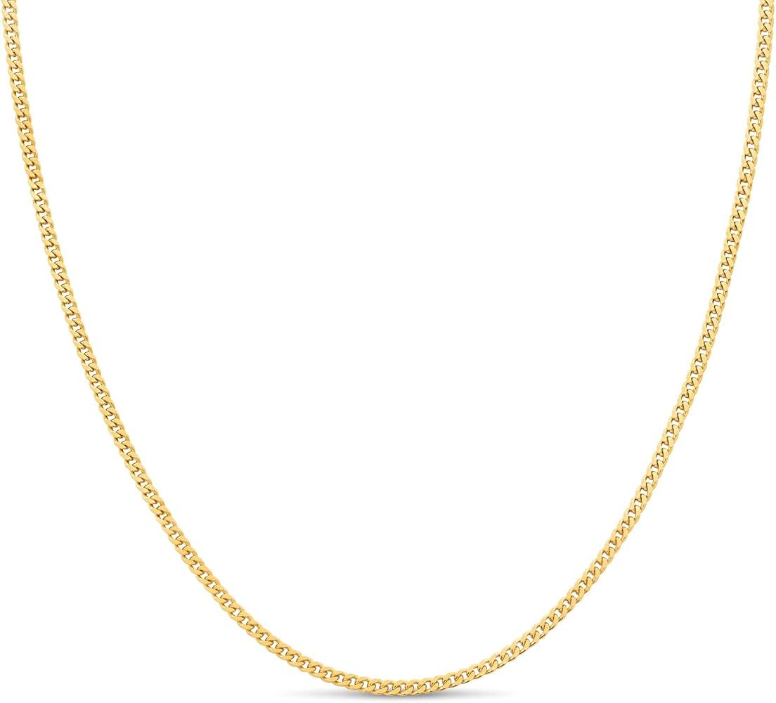 KEZEF 18k 2mm Gold Plated 925 Sterling Silver Necklace Chains Italian Curb Figaro Singapore Popco... | Amazon (US)