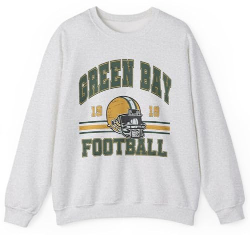 KLATCH Vintage Green Bay Football Sweatshirt for Men and Women – Distressed Green and Gold Game Day Crewneck Sweatshirt Light Grey (US, Alpha, X-Large, Regular, Regular) | Amazon (US)