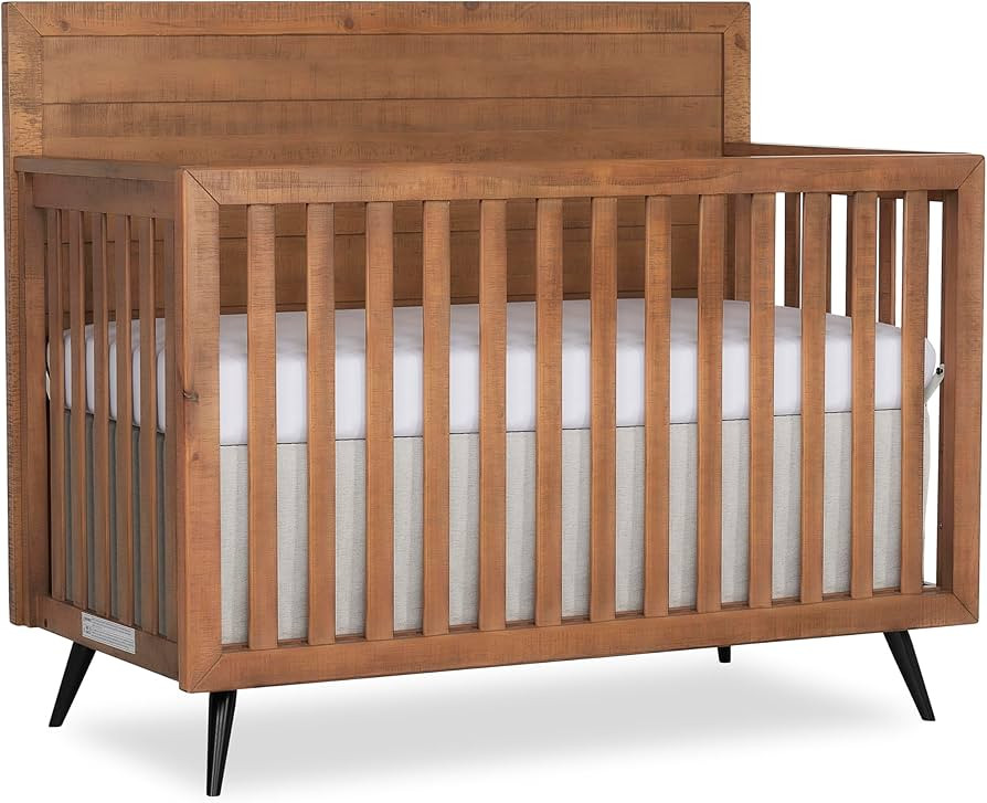 Evolur Stilnovo Mid Century 4-in-1 Convertible Crib in Sugarcane, Greenguard Gold Certified, 3 Ma... | Amazon (US)
