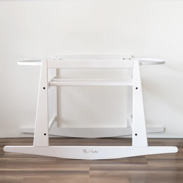 Original Rocking Moses Bassinet Standwith brakeWhite | Plum+Sparrow