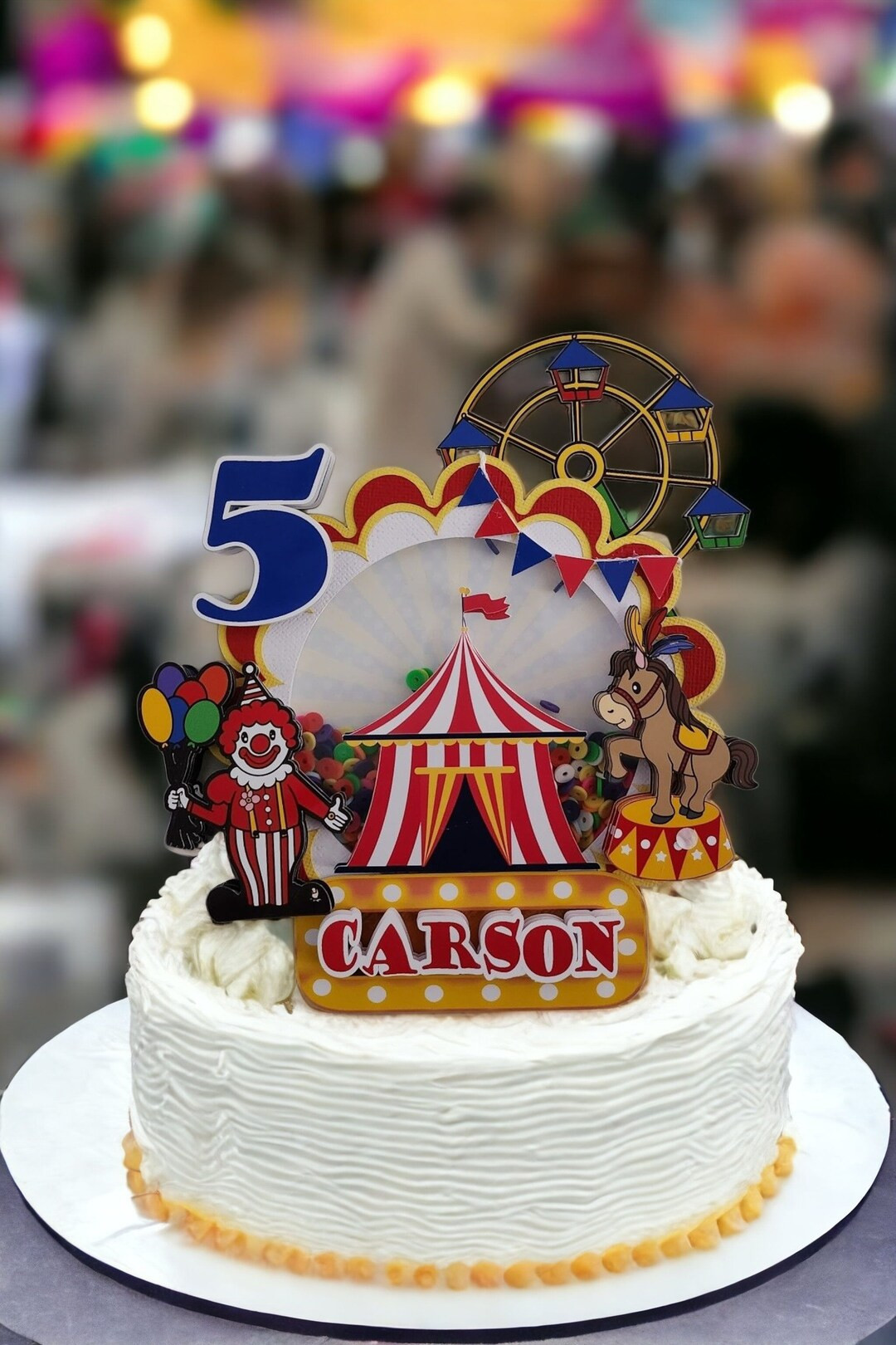 Personalized Handmade Circus Scene Cake Topper A Fun Addition to Your Birthday Celebration - Etsy | Etsy (US)