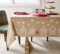 Gingerbread Village Embroidered Oilcloth | Pottery Barn (US)