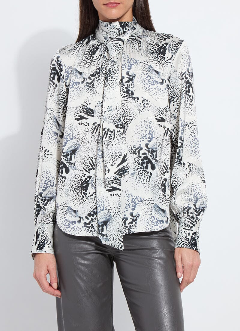 Onyx Embellished Scarf Neck Blouse | Lysse NY