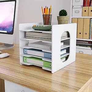 Natwind 5-Tier Desk Organizer,File Organizer,File Paper Organizer for Desk & Desktop - White File... | Amazon (US)