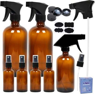 Youngever 7 Amber Glass Spray Bottles, 2 Pack 16 Ounce Empty Amber Spray Bottles, 1 Pack 8 Ounce Amber Spray Glass Bottle And 4 Pack 2 Ounce Glass Amb | SHEIN