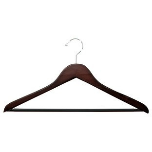 Walnut Wooden Shirt Hangers with Ribbed Bar Case of 20 | The Container Store