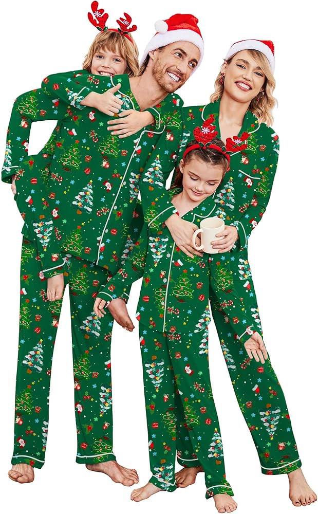 Ekouaer Christmas Family Matching Pajamas Long Sleeve Button Down Pj Set Festival Party Sleepwear | Amazon (US)