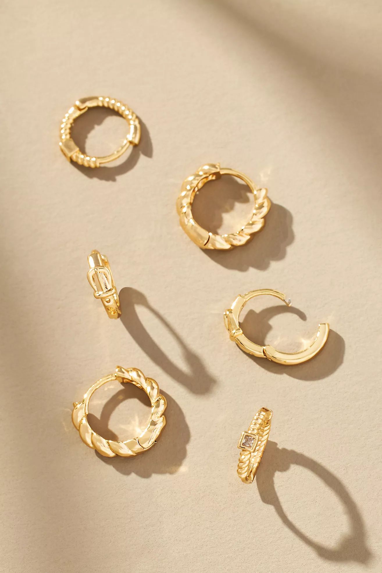 Western Buckle Huggie Hoop Earrings, Set of 3 | Anthropologie (US)