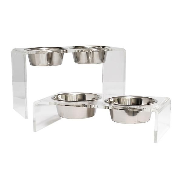 hiddin Double Bowl Feeder | The Container Store