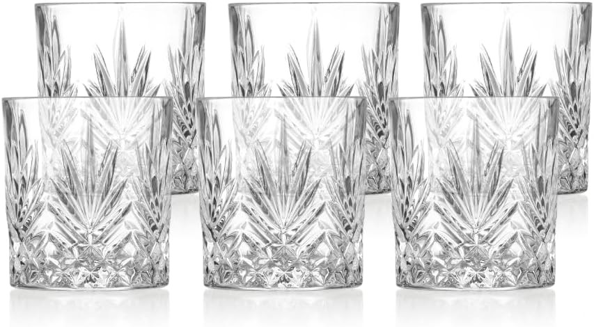 Mayfair Crystal Glass Tumblers – Set of 6 Lead-Free Crystal Whisky & Cocktail Glasses, 350ml Vintage Cut Drinking Glasses, Dishwasher Safe | Amazon (UK)
