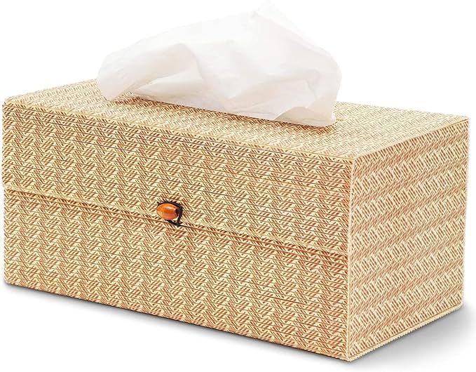 Juvale Bamboo Cane Tissue Box Cover for Home and Bathroom Decor (10.5 x 5.5 x 5 Inches) | Amazon (US)