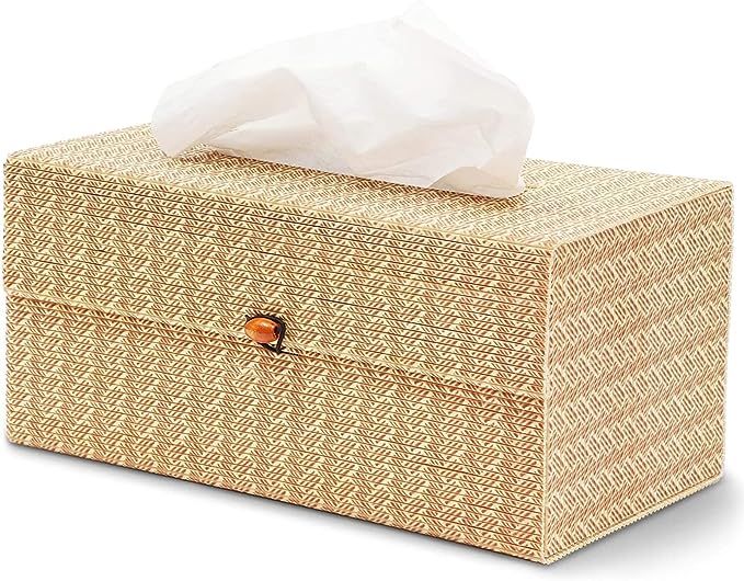 Juvale Bamboo Cane Tissue Box Cover for Home and Bathroom Decor (10.5 x 5.5 x 5 Inches) | Amazon (US)