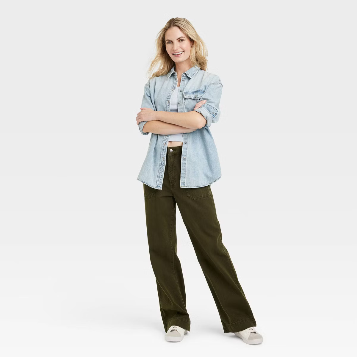 Women's Oversized Denim Boyfriend Shirt - Universal Thread™ Light Wash | Target