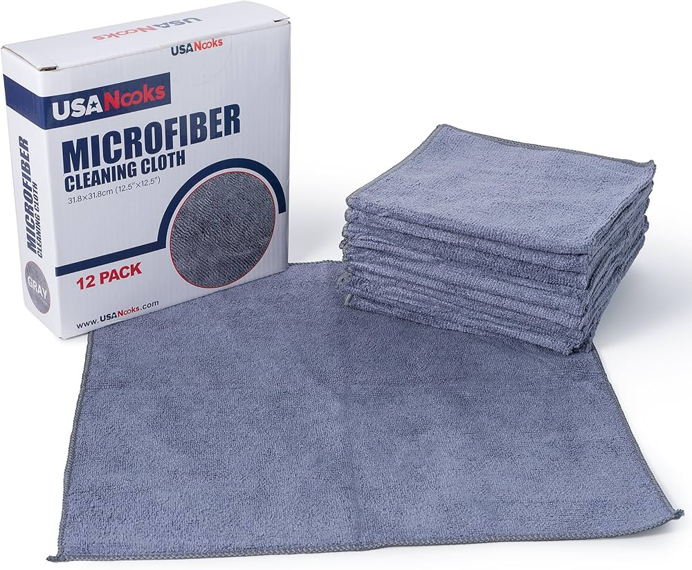 USANOOKS Microfiber Cleaning Cloth Grey - 12 Pcs (12.5"x12.5") - High Performance - 1200 Washes, ... | Amazon (US)