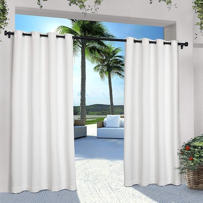 Exclusive Home Curtains Indoor/Outdoor Solid Cabana Grommet Top Curtain Panel Pair, 54x108, Winte... | Amazon (US)