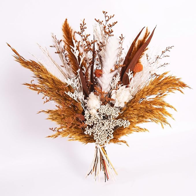 Fall Dried Flower Bouquet - Natural Pampas Grass and Real Flowers Ideal for Home Decor, Wedding D... | Amazon (US)