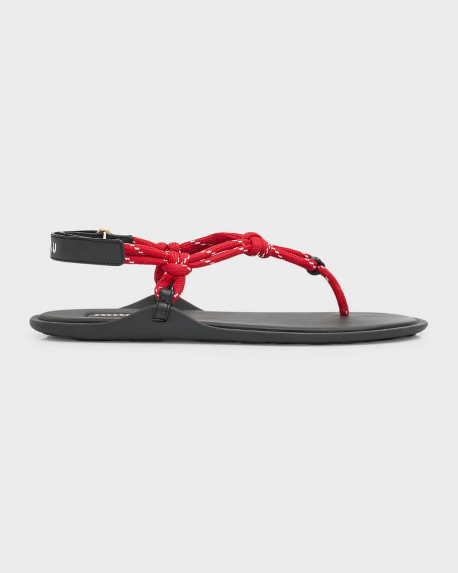 Miu Miu Sporty Rope Thong Slingback Sandals | Neiman Marcus