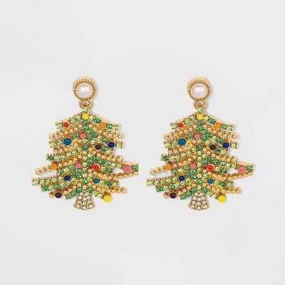 SUGARFIX by BaubleBar Holiday Tree Drop Earrings - Green | Target