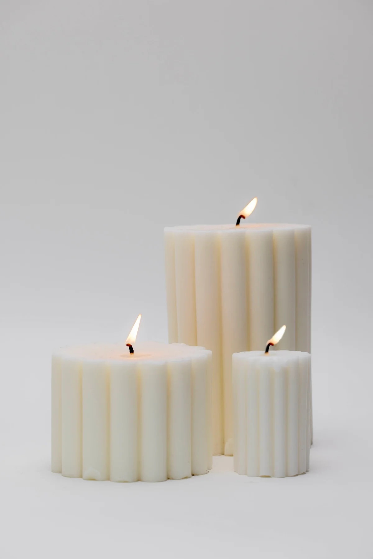 Fluted Pillar Candles - Set of 3 | THELIFESTYLEDCO