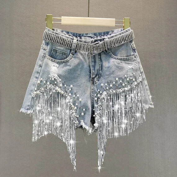 Female Denim Shorts Summer Wear New High Waist Slimming Heavy | Etsy | Etsy (US)