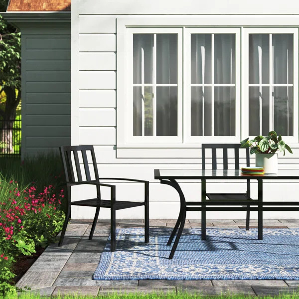 Alyah Powder Coated Steel Outdoor Stacking Dining Armchair | Wayfair North America