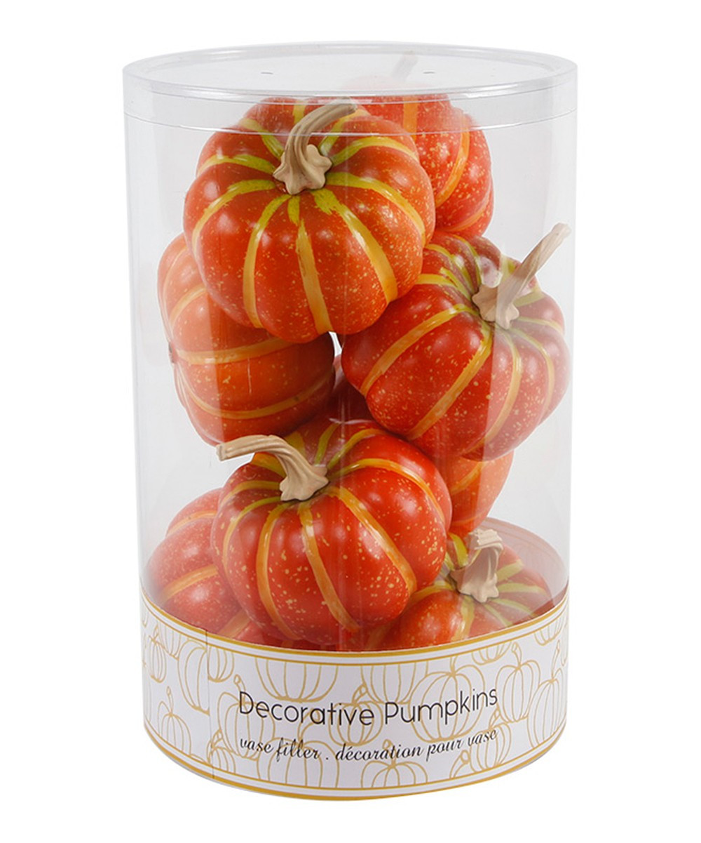 Flora Bunda Decorative Plaques Orange - Orange Pumpkin Decor - Set of Eight | Zulily