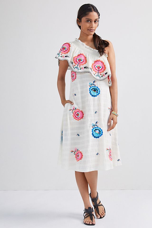 Plenty by Tracy Reese Embroidered One-Shoulder Maxi Dress | Anthropologie (US)