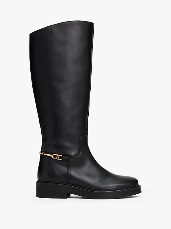 Leather TH Monogram Horsebit Riding Boots | Tommy Hilfiger UK