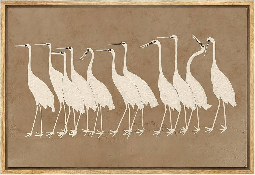 wall26 Framed Canvas Print Wall Art Elegant Crane Parade Minimalist Nature-Inspired Bird Illustra... | Amazon (US)