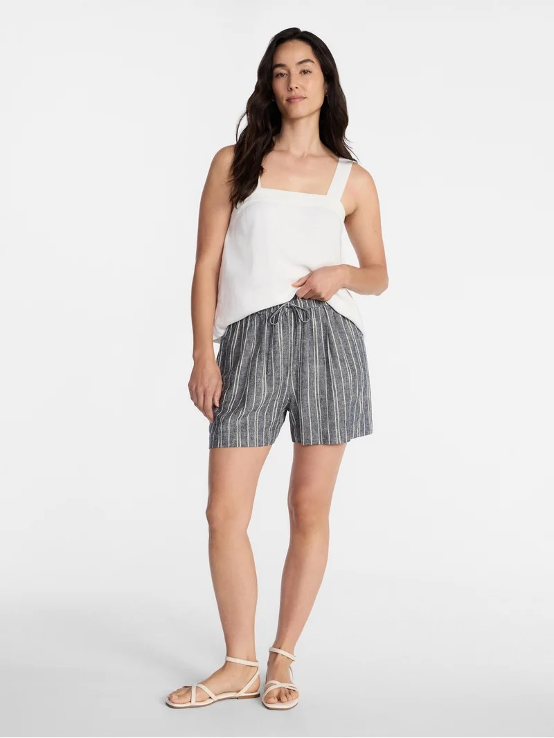 Time and Tru Women's Linen Blend Shorts, Sizes XS-XXXL | Walmart (US)