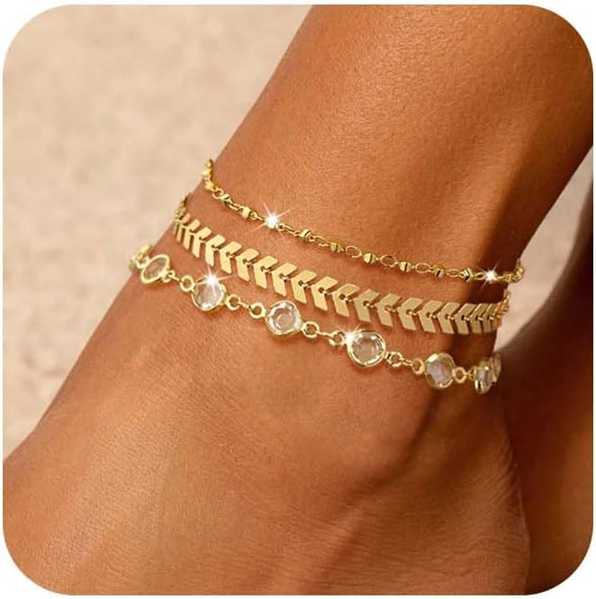 Ankle Bracelets for Women Waterproof,14K Real Gold Plated Anklet for Women Dainty Ankle Bracelets... | Amazon (US)
