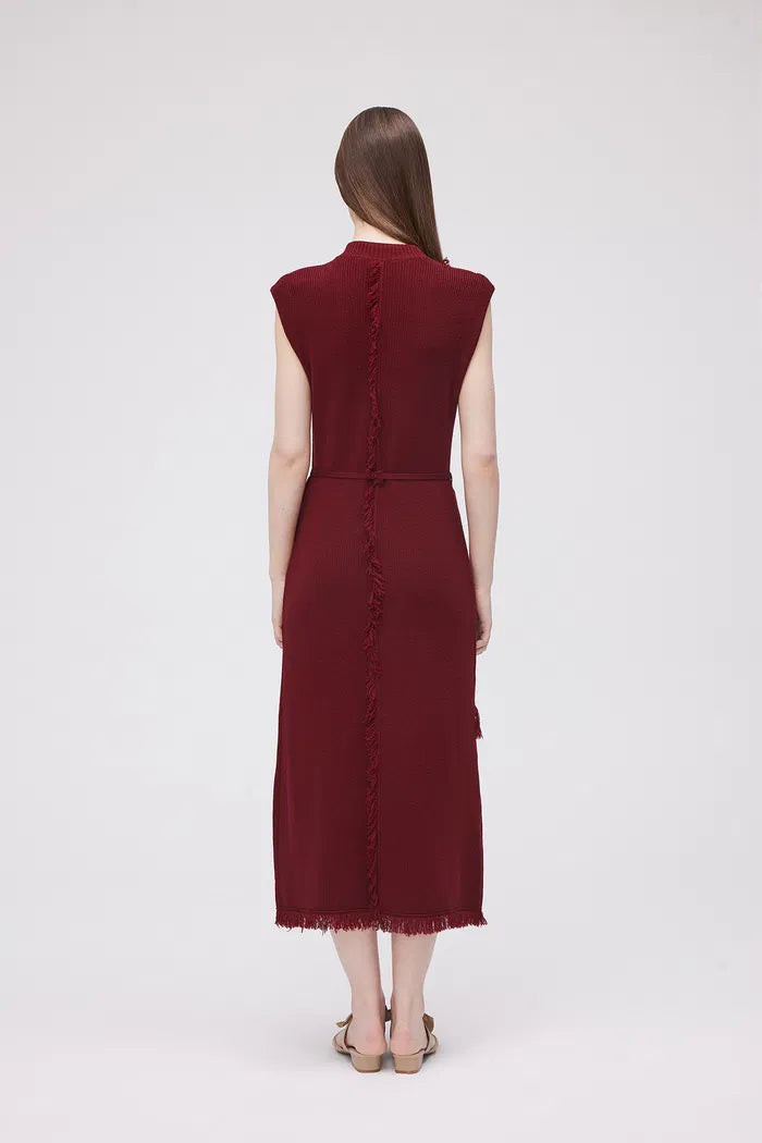 Annie Fringe Sleeveless Dress in Wool Knit | Fabrique