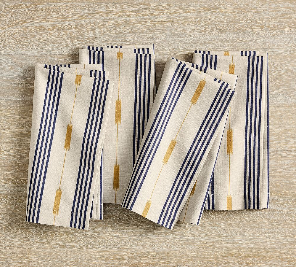 Ikat Stripe Cotton/Linen Napkins - Set of 4 | Pottery Barn (US)