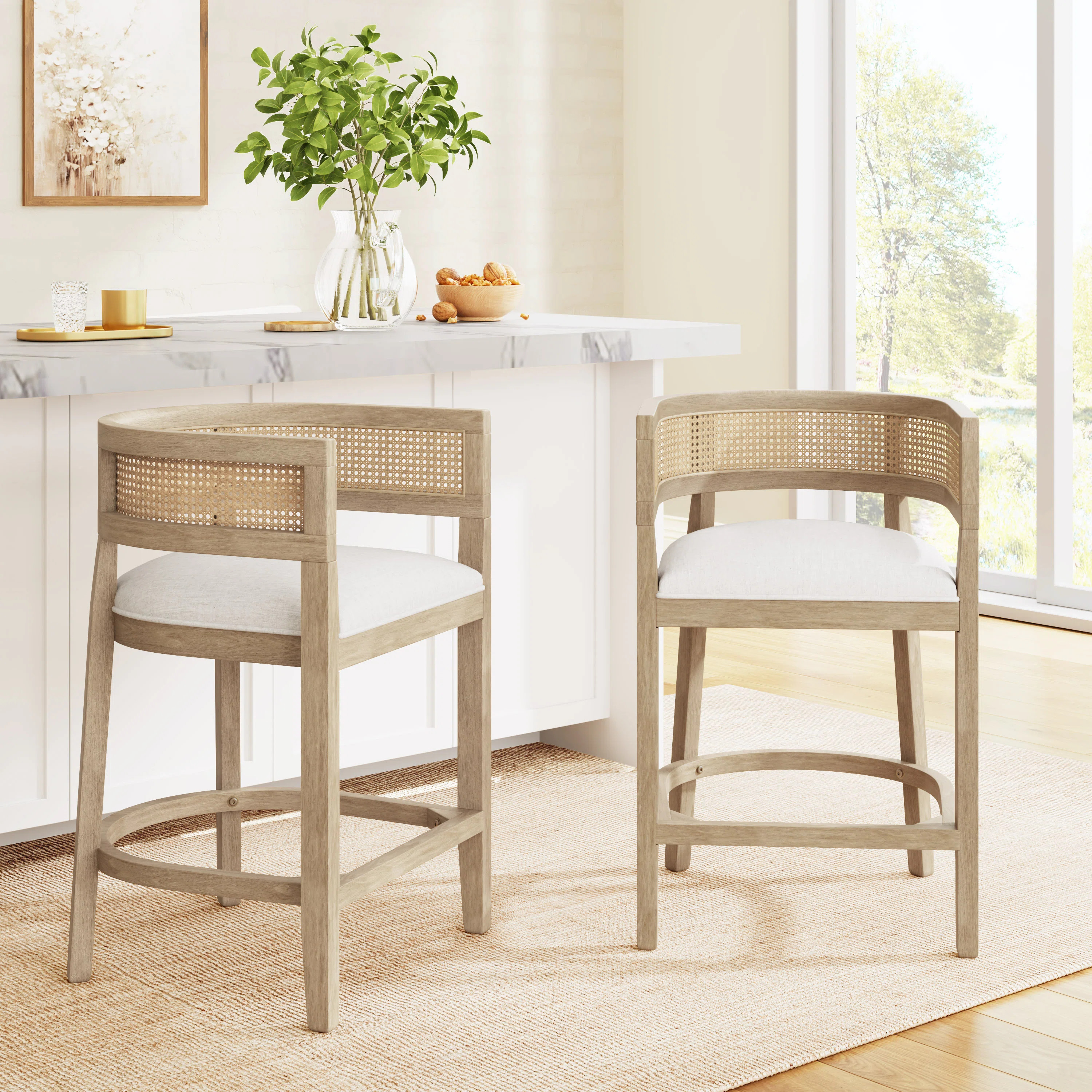 NFusion Cory Rubberwood Upholstered Bar Stools | Wayfair | Wayfair North America