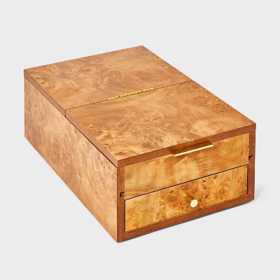 Two Drawer Mirror Burlwood Jewelry Organizer - A New Day™ Brown | Target