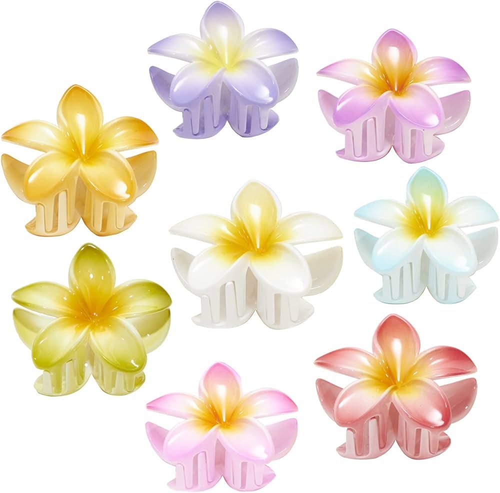 8Pcs Flower Claw Clips , Large Hair Claw Clips for Thick Hair Hawaiian Hair Clips 3.2 inch Medium... | Amazon (US)