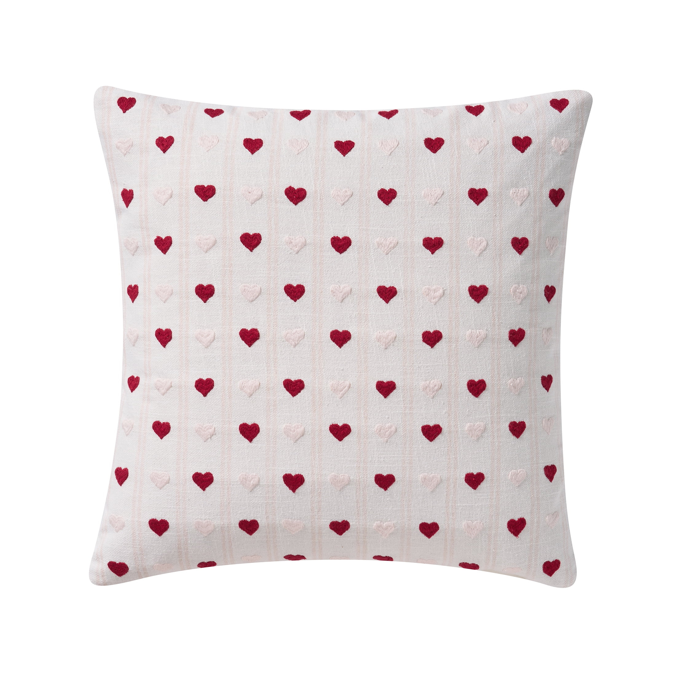 My Texas House 18" x 18" Bright White Hearts Cotton Decorative Pillow Cover | Walmart (US)