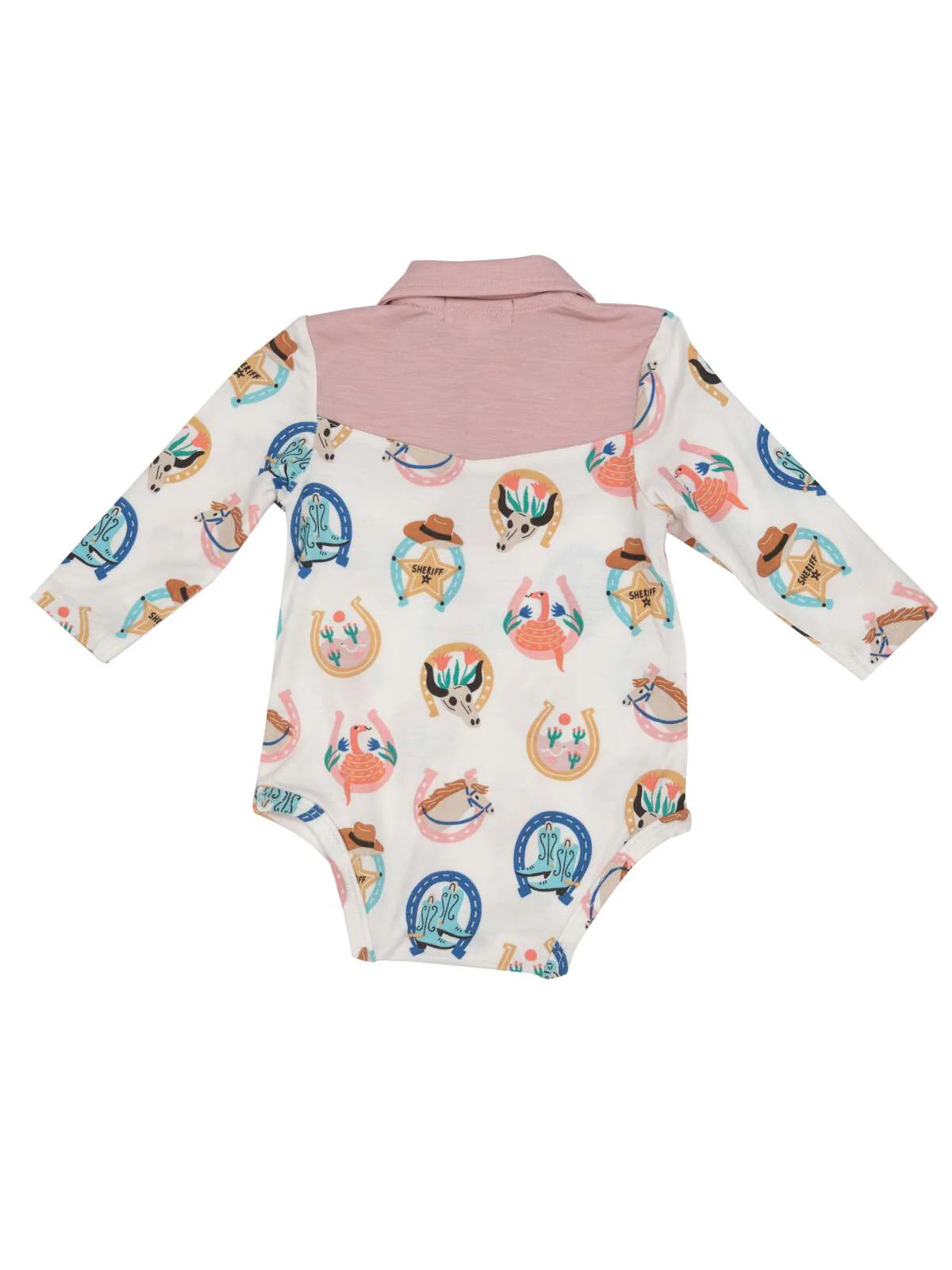 Cowboy Bodysuit, Western Horseshoes Pink | SpearmintLOVE